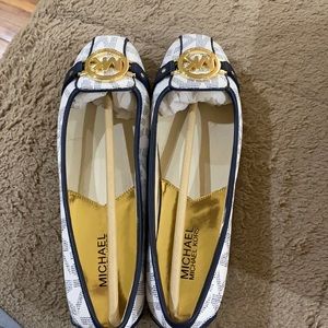 white micheal kors flats